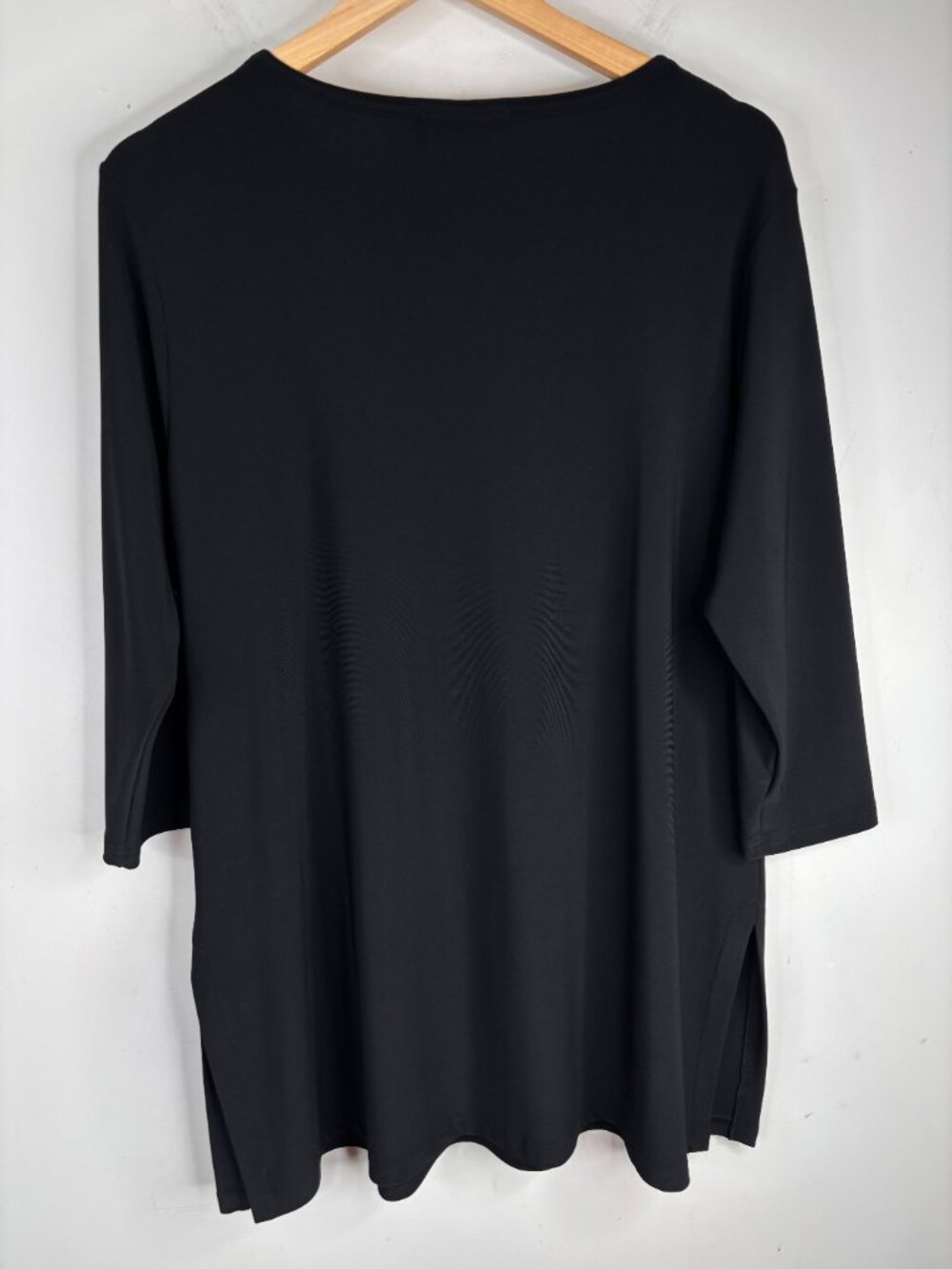 Sympli Black Tunic 14 Travel Jersey Knit 3/4 Sleeve Lagenlook Minimalist - Picture 4 of 6